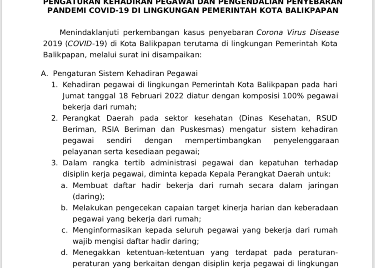 Pemkot Kembali Terapkan Pegawai Kerja Dari Rumah